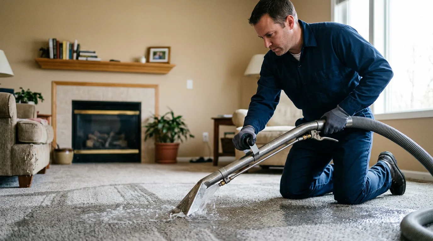 Water damage restoration technician working near Hillpoint, WI
